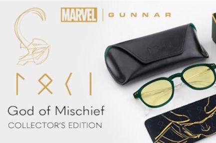 Vignette des lunettes anti-lumière bleue Loki God of Mischief, présentant un aperçu du design unique et des détails artisanaux.